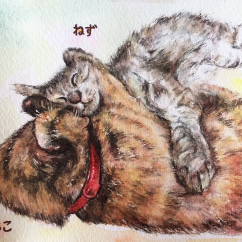女の子と猫のアクリルガッシュ画1 女の子と猫のアクリルガッシュ画1 絵画 001roadstar 通販