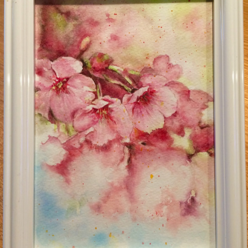 絵 絵画 水彩画 水彩絵の具 桜 プレゼント パーティー 母の日 絵画