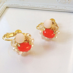 vintage stone earring ; red 5枚目の画像