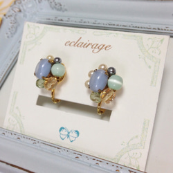 vintage stone earring ; blue 2枚目の画像