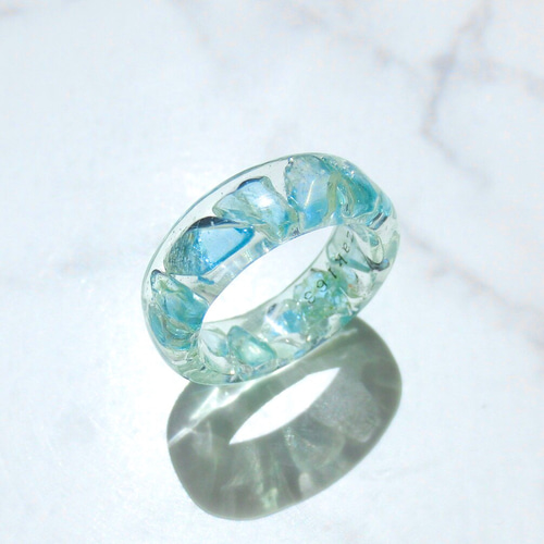 クリアリング 指輪 レジン 天然石 ストーン No.14 お散歩 ハンドメイド DAISO】簡単100均ダイソーのクリアリングをドライフラワーリング