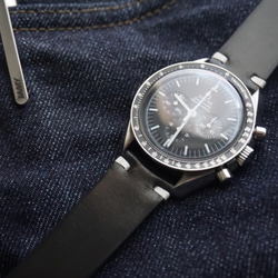 『高級革使用』ホーウィン　シェルコードバン　時計ベルト　AppleWatchバンド　黒　革ベルト　腕時計　カスタム 6枚目の画像