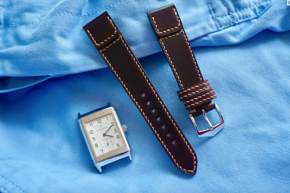 『高級革使用』ホーウィン　シェルコードバン　時計ベルト #８カラー　ブラウン　バーガンディ　革ベルト　レザー　腕時計　 1枚目の画像