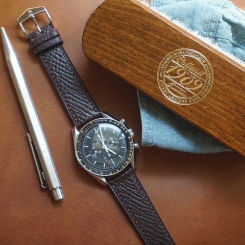 高級革使用』ホーウィン シェルコードバン ロシアハッチ 時計ベルト