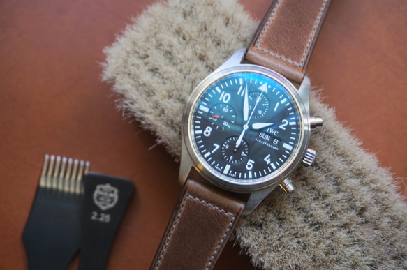 『高級革使用』ホーウィン　クロムエクセル　ナチュラル　時計ベルト　Apple Watchバンド　レザー　腕時計　革ベルト 1枚目の画像