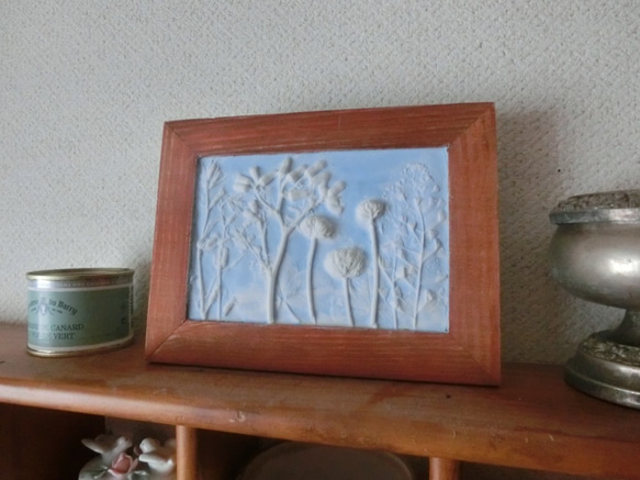 野の花レリーフ　早春②　ブルー　アロマストーン・壁飾り　母の日　プレゼント 5枚目の画像