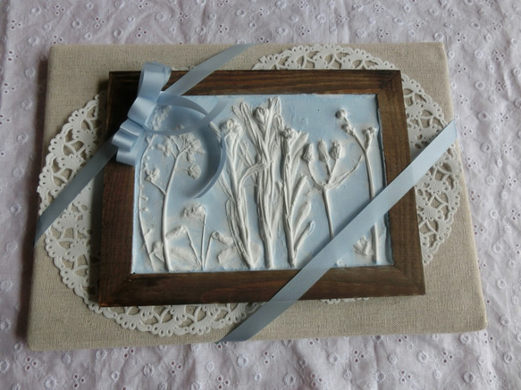 野の花レリーフ　早春① Lサイズ　ブルー　デフューザー・壁飾り　母の日　プレゼント 7枚目の画像