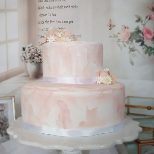 小花とピンクのバラのクレイケーキ 小花とピンクのバラのクレイケーキ その他オーダーメイド hanano