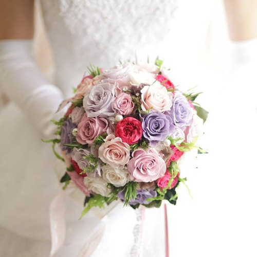 オーダーメイド / プリザーブドフラワーのラウンドブーケ ブートニア付  