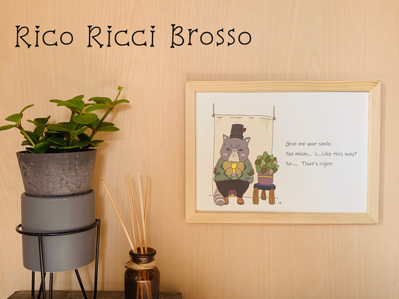 ネコの絵  「リコ・リッチー・ブロッソ」 B5イラスト  A-01 2枚目の画像