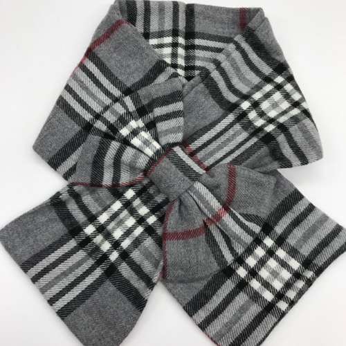 差し込みリボンマフラー⭐ グレーチェック マフラー YMT⭐ 通販