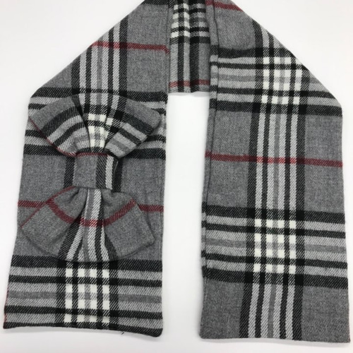 差し込みリボンマフラー⭐ グレーチェック マフラー YMT⭐ 通販