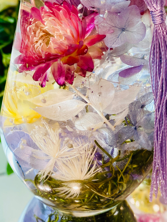 仏花　お供えハーバリウム  ドロップ型一対① 3枚目の画像