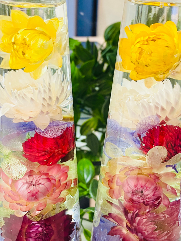 仏花　お供えハーバリウム　一対　タッセル付き 3枚目の画像