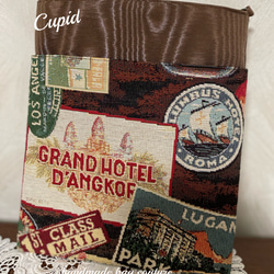 スペイン輸入のゴブラン織を前ポケットにホテルスタンプ柄の便利サコッシュ（受注販売） 9枚目の画像