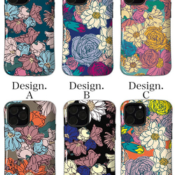 スマホケース 各機種対応 iPhone13 Galaxy Xperia タフケース 耐衝撃 花柄 花 taf-011 2枚目の画像