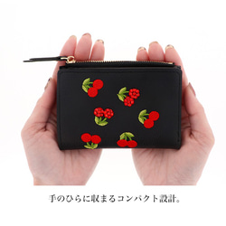 ミニ財布 レディース ミニカードケース フルーツ チェリー さくらんぼ wallet-011 6枚目の画像