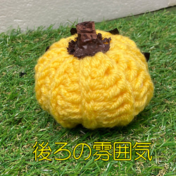 ハロウィン 手編みかぼちゃツル付き  玄関飾り 季節物 9枚目の画像