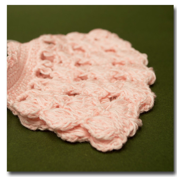 温か手編み ピンクマスクカバー 5枚目の画像