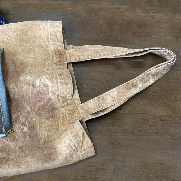 ヴィンテージ風　柿渋染めトートバッグ 6枚目の画像