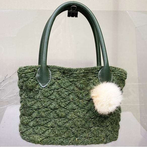 クリスマスに手編みトートバッグ 1枚目の画像