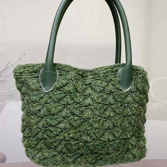 クリスマスに手編みトートバッグ 4枚目の画像