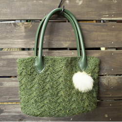 クリスマスに手編みトートバッグ 6枚目の画像
