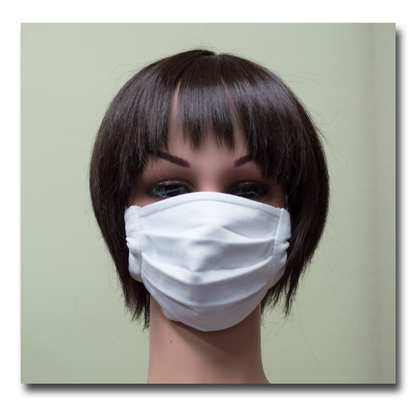 白厚手プリーツマスク　2枚セット　ノーズワイヤー入り 4枚目の画像