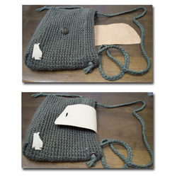 オールシーズン使える横掛けバッグ 手編み 麻素材 6枚目の画像