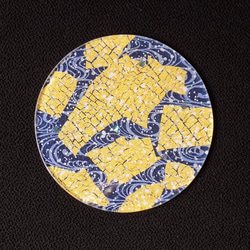 金彩工芸　金彩ガラスプレート　丸形　「流水ブルー」 6枚目の画像