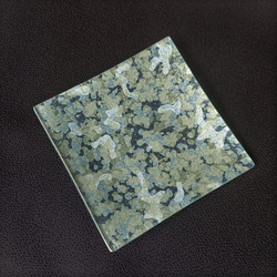 金彩工芸　金彩ガラストレイ（豆皿）　角形　「カモフラブルーグリーン」　 6枚目の画像