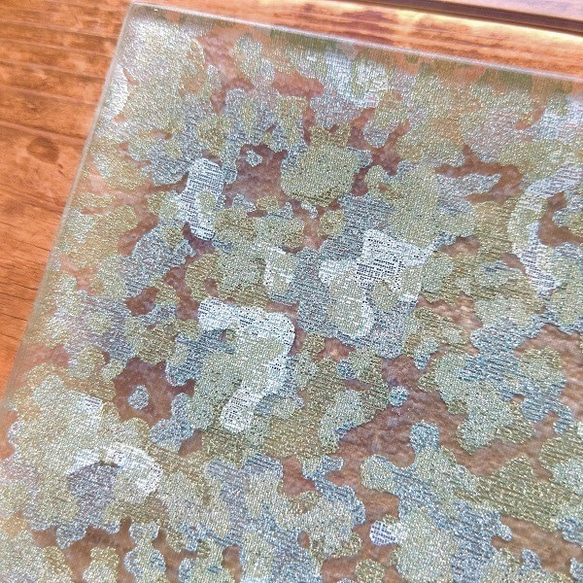 金彩工芸　金彩ガラストレイ（豆皿）　角形　「カモフラブルーグリーン」　 9枚目の画像