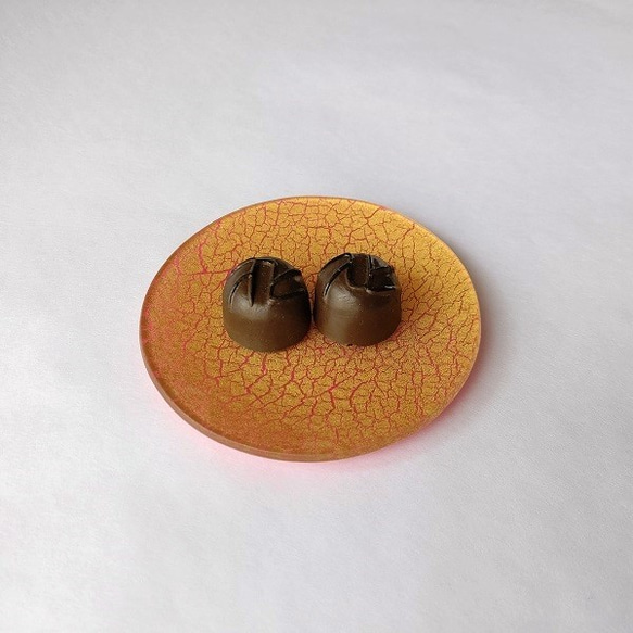 Creema限定　 金彩工芸　金彩ガラストレイ（豆皿）　丸形　「HAKU」 ピンク 4枚目の画像