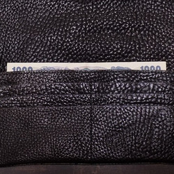 オーダー　金彩工芸　特別仕様　錫箔仕上げ　本牛革黒色　「本革製道中財布」　 3枚目の画像