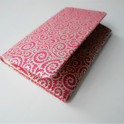 オーダー　金彩工芸　蛸唐草　銀仕上げ　コットンオックス濃ピンク色地製　「名刺入れ・カードケース」　 5枚目の画像