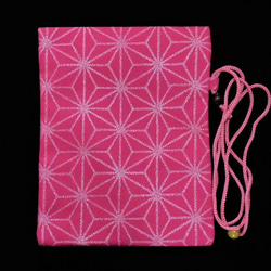 オーダー　金彩工芸　麻の葉　銀仕上げ　コットンオックス濃いピンク地製　「道中財布」 12枚目の画像