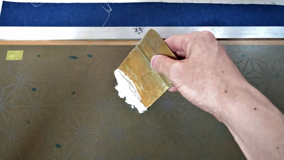オーダー　金彩工芸　麻の葉　銀仕上げ　コットンオックス水色地製　「道中財布」 18枚目の画像