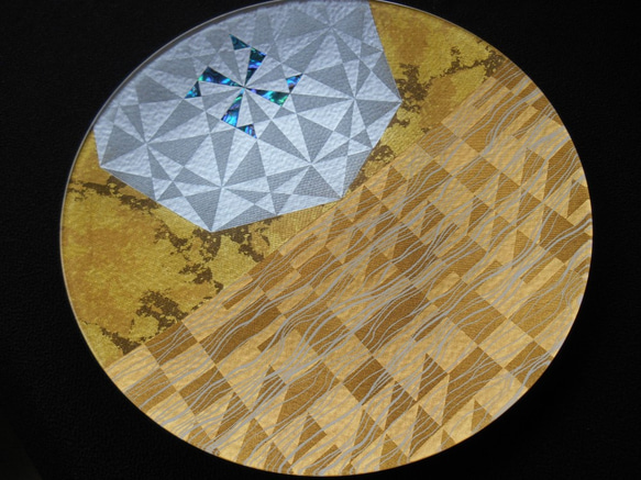 金彩工芸　金彩ガラス皿「幾何学　螺鈿」 5枚目の画像