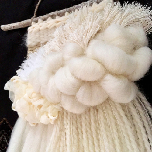 一点もの】流木 ウィービングタペストリー 『もこもこ雲のた