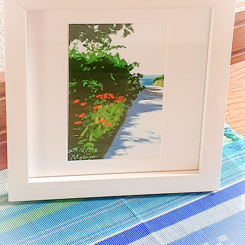 専用】石垣の海に風がそよぐ / 抽象画 46×63㎝ A2 額縁