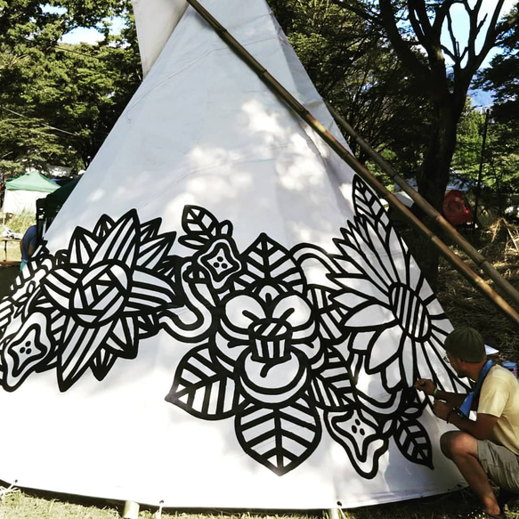 TIPI 14feet  肥後六花ペイント　SUNSEED TIPIMAKERS×RAGA コラボ作品 3枚目の画像