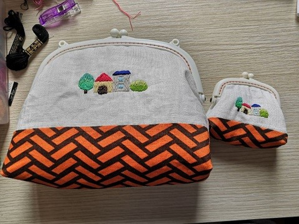 送料無料　刺繍がま口バッグ 6枚目の画像