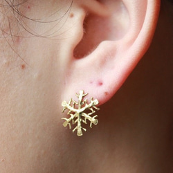 黃銅 雪結晶耳環（釘式） 第2張的照片