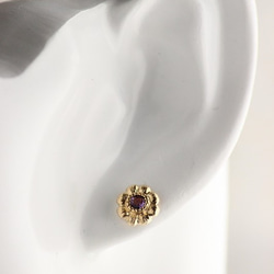 K18GP 紫水晶小花耳環 第5張的照片