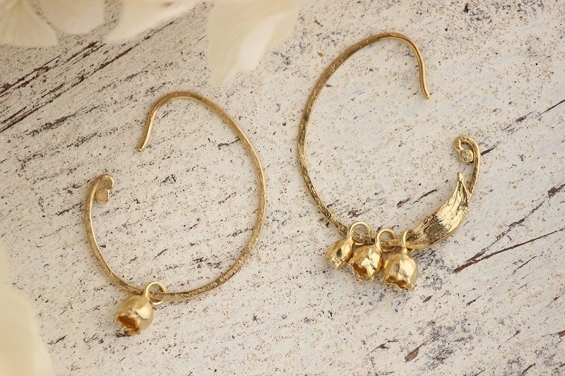 受注製作 K18GP　鈴蘭のピアス（真鍮）