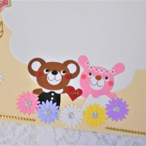 ☆クラフトパンチ☆くまさん　うさぎさん　単品 動物*くまさん＆うさぎさん*Happy Wedding*お祝いメッセージ