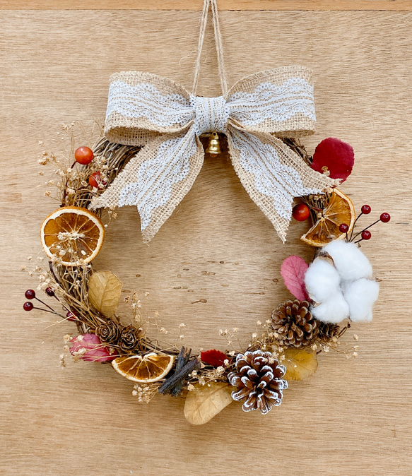 圓•願 |  Christmas gift wreath|  純手作聖誕花環 - 森系篇 第3張的照片
