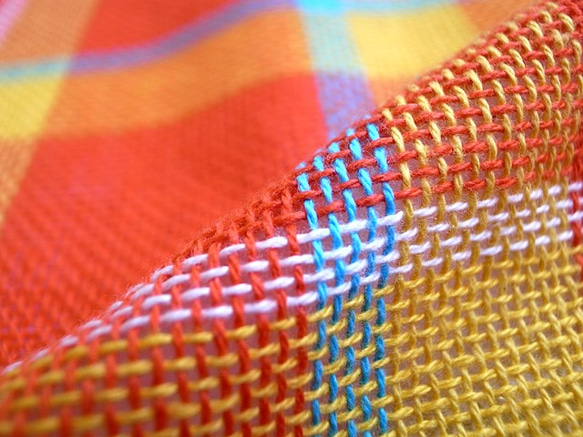 手織りのコットンストール 3枚目の画像