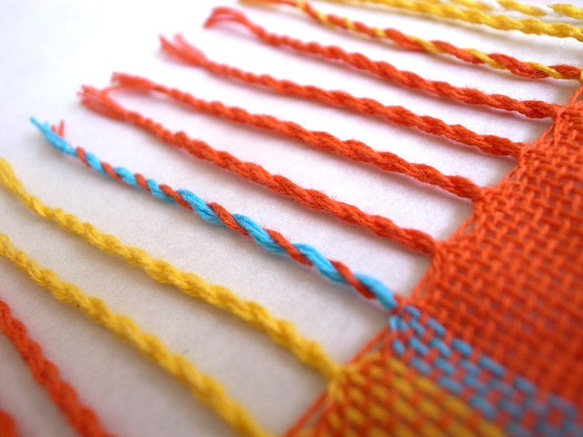 手織りのコットンストール 4枚目の画像
