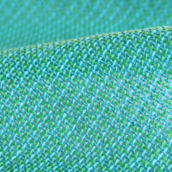 リネン×コットン 手織りストール  (ターコイズブルーxエメラルドグリーン) 4枚目の画像